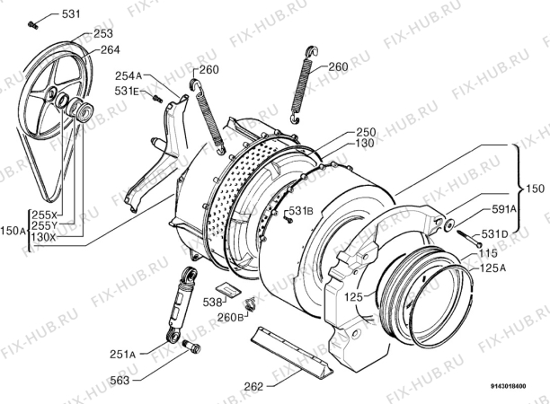 Взрыв-схема стиральной машины Electrolux EWF935 - Схема узла Functional parts 267